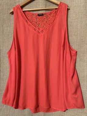 Torrid Top 4 Coral Silky Lace Trim Sleeveless Popover Tank Shirt Blouse Women’s